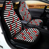 Black And White Striped Chili Print Universal Fit Car Seat Covers 102422