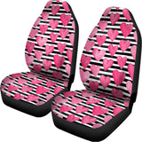 Black And White Striped Heart Print Universal Fit Car Seat Covers 102422