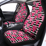 Black And White Striped Heart Print Universal Fit Car Seat Covers 102422