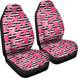 Black And White Striped Heart Print Universal Fit Car Seat Covers 102422