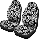 Black And White Sunflower Pattern Print Universal Fit Car Seat Covers 102422