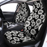 Black And White Sunflower Pattern Print Universal Fit Car Seat Covers 102422