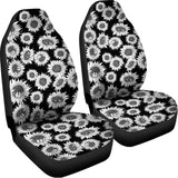 Black And White Sunflower Pattern Print Universal Fit Car Seat Covers 102422