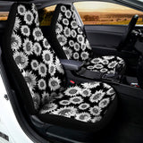 Black And White Sunflower Pattern Print Universal Fit Car Seat Covers 102422