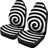 Black And White Swirl Illusion Print Universal Fit Car Seat Covers 102422