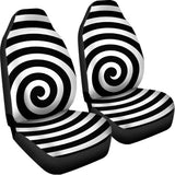 Black And White Swirl Illusion Print Universal Fit Car Seat Covers 102422