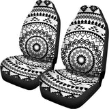 Black And White Tribal Mandala Print Universal Fit Car Seat Covers 102422