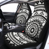 Black And White Tribal Mandala Print Universal Fit Car Seat Covers 102422