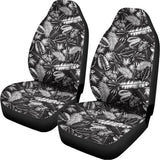 Black And White Tropical Palm Leaf Print Universal Fit Car Seat Covers 102422