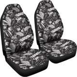 Black And White Tropical Palm Leaf Print Universal Fit Car Seat Covers 102422