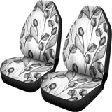 Black And White Tulip Pattern Print Universal Fit Car Seat Covers 102422
