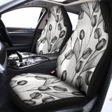 Black And White Tulip Pattern Print Universal Fit Car Seat Covers 102422