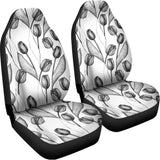 Black And White Tulip Pattern Print Universal Fit Car Seat Covers 102422