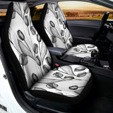 Black And White Tulip Pattern Print Universal Fit Car Seat Covers 102422
