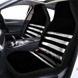 Black And White USA Flag Print Universal Fit Car Seat Covers 102422