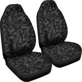 Black And White Video Game Pattern Print Universal Fit Car Seat Covers 102422