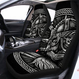 Black And White Viking God Odin Print Universal Fit Car Seat Covers 102422