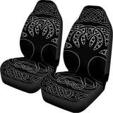 Black And White Viking Yggdrasil Print Universal Fit Car Seat Covers 102422