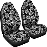 Black And White Vintage Sunflower Print Universal Fit Car Seat Covers 102422