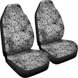 Black And White Western Flower Print Universal Fit Car Seat Covers 102422