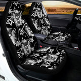 Black And White Wicca Devil Skull Print Universal Fit Car Seat Covers 102422