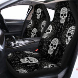 Black And White Wicca Evil Skull Print Universal Fit Car Seat Covers 102422