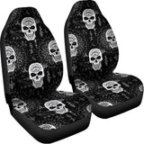 Black And White Wicca Evil Skull Print Universal Fit Car Seat Covers 102422