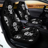 Black And White Wicca Evil Skull Print Universal Fit Car Seat Covers 102422