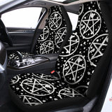 Black And White Wicca Pentagram Print Universal Fit Car Seat Covers 102422