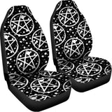 Black And White Wicca Pentagram Print Universal Fit Car Seat Covers 102422