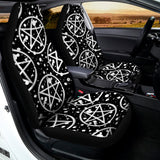 Black And White Wicca Pentagram Print Universal Fit Car Seat Covers 102422