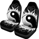Black And White Yin Yang Sun Print Universal Fit Car Seat Covers 102422