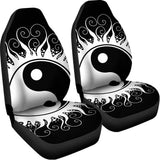 Black And White Yin Yang Sun Print Universal Fit Car Seat Covers 102422