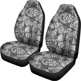 Black And White Zentangle Pattern Print Universal Fit Car Seat Covers 102422