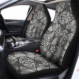 Black And White Zentangle Pattern Print Universal Fit Car Seat Covers 102422