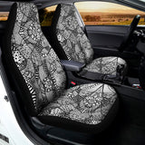 Black And White Zentangle Pattern Print Universal Fit Car Seat Covers 102422