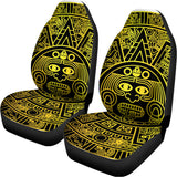 Black And Yellow Maya Calendar Print Universal Fit Car Seat Covers 102422