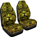 Black And Yellow Maya Calendar Print Universal Fit Car Seat Covers 102422