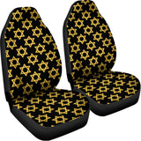 Black And Yellow Star of David Print Universal Fit Car Seat Covers 102422