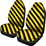 Black And Yellow Warning Striped Print Universal Fit Car Seat Covers 102422
