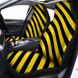 Black And Yellow Warning Striped Print Universal Fit Car Seat Covers 102422