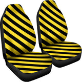 Black And Yellow Warning Striped Print Universal Fit Car Seat Covers 102422