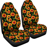 Black Autumn Sunflower Pattern Print Universal Fit Car Seat Covers 102422