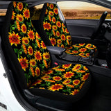 Black Autumn Sunflower Pattern Print Universal Fit Car Seat Covers 102422