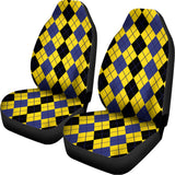 Black Blue And Yellow Argyle Print Universal Fit Car Seat Covers 102422