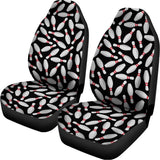 Black Bowling Pins Pattern Print Universal Fit Car Seat Covers 102422