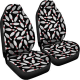 Black Bowling Pins Pattern Print Universal Fit Car Seat Covers 102422