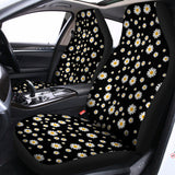 Black Daisy Floral Pattern Print Universal Fit Car Seat Covers 102422