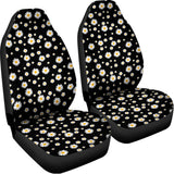 Black Daisy Floral Pattern Print Universal Fit Car Seat Covers 102422