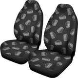 Black Doodle Sandwich Pattern Print Universal Fit Car Seat Covers 102422